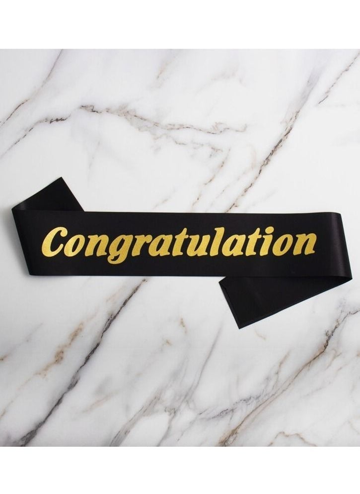 VITION Congratulation Sash Graduation Birthday Party Supplies Celebration Party Costumes Accessories Black/Gold - Image 4