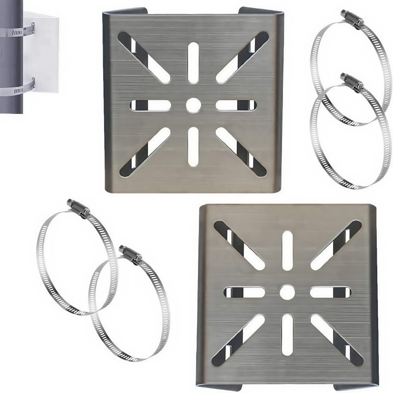 2Pack HeavyDuty 430 Stainless Steel Pole Mount Adapter with 4X 100mm Loops for CCTV Cameras PTZ Domes AP Access Points IndoorOutdoor 13KG Load Capacity
