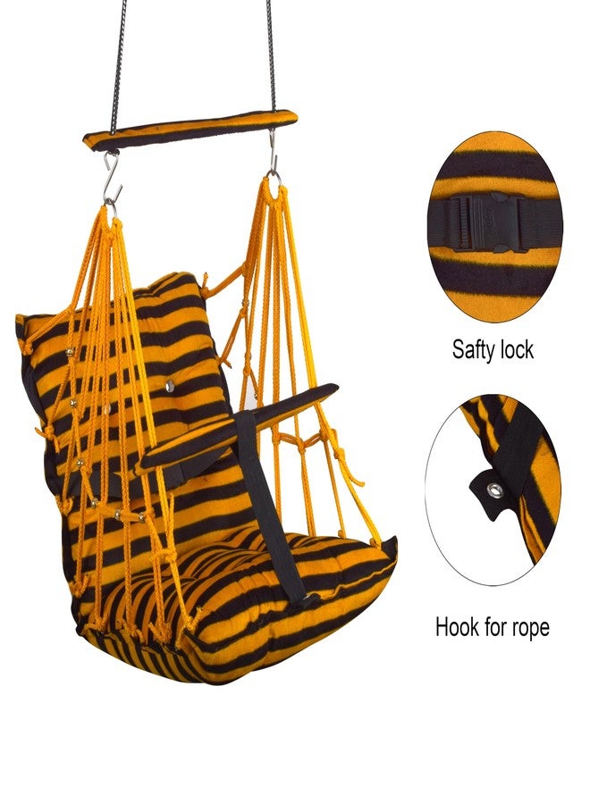Sprointal® Swing for Kids, Baby Swing Chair Cotton Children Folding and Washable 1-5 Years Swing with Safety Belt,Home and Garden Jhula for Babies Swing for Kids Hanging Cradle (Yellow Lines) - Image 4