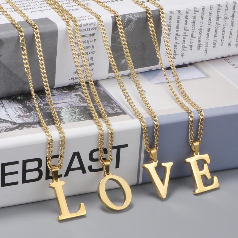 Suweibuke Initial Necklace for Men Women Boys Girls, 18K Gold Plated 26 Letters Pendant Necklace, Personalized Jewelry Gifts (Gold-T.) - Image 3