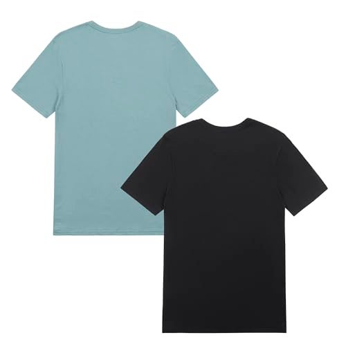 Hurley Men's 2 Pack Cotton Crewneck Short Sleeve T-Shirt, Black/Artillery, Large - Image 2