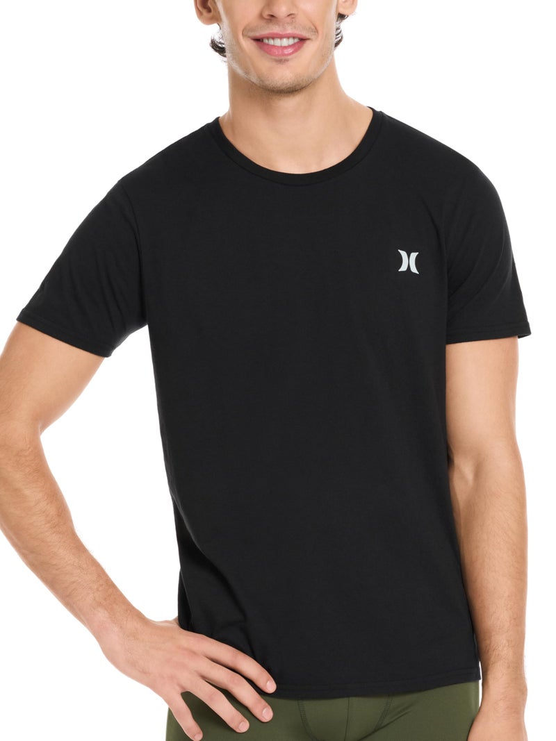 Hurley Men's 2 Pack Cotton Crewneck Short Sleeve T-Shirt, Black/Artillery, Large - Image 4