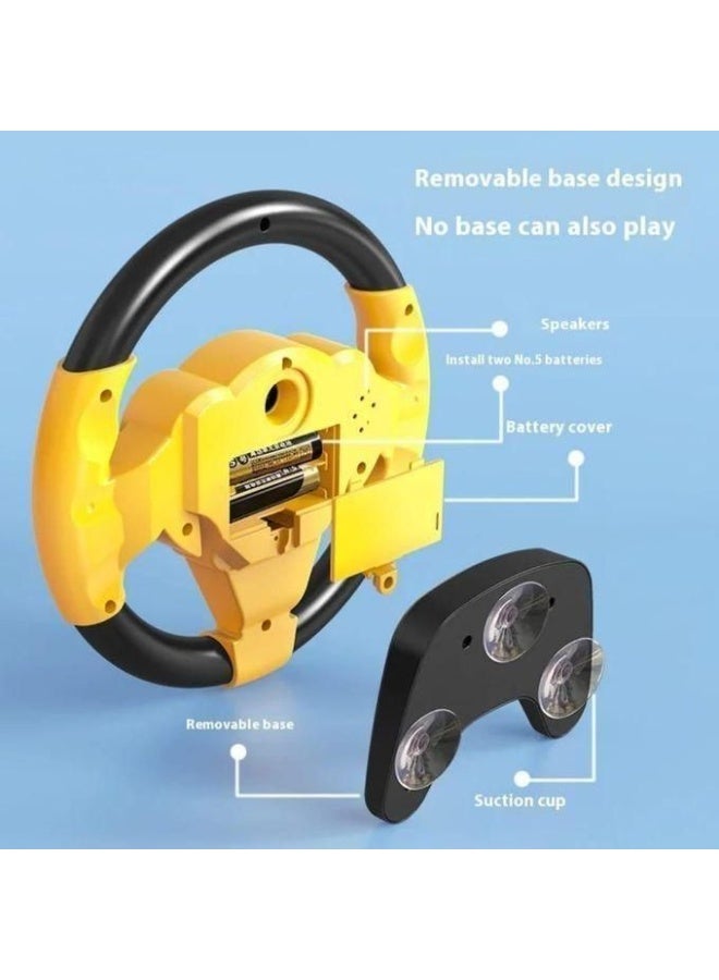 Yellow Kids 360° Rotating Steering Wheel Toy, Racing Driving Simulator with Interactive Music, Lights & Sound - Image 4