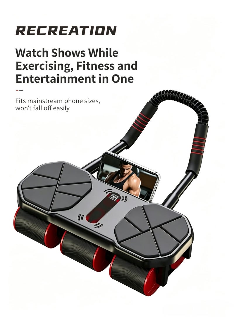 Ab Roller Wheel with Elbow Support, Automatic Rebound Abdominal Workout Equipment for Core Strength Training at Home - Image 1