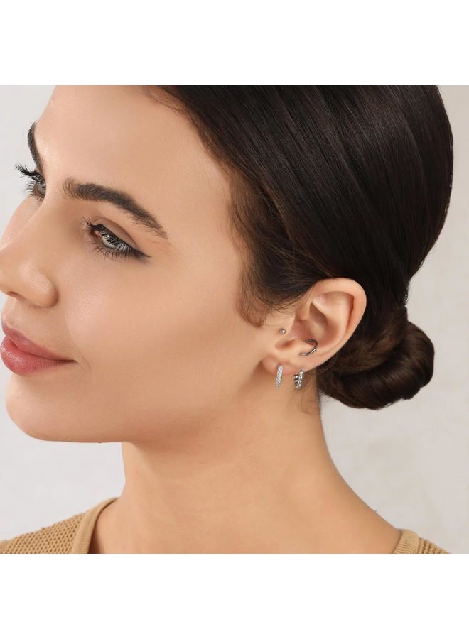 BMMYE Sterling Silver Hoop Earrings for Women Small Silver Huggie Hoop Earrings 4 Pairs Cartilage Mini Hoops Earrings Set for Multiple Piercing Hypoallergenic 10mm - Image 4