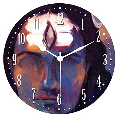 KARTIK Lord Shiva Wall Clock with Abstract Adiyogi Design, Round Frameless Clock for Home Decor, Living Room, Bedroom. Silent Non-Ticking Quartz Movement with Large Numerals for Reading Without Glass - Image 1