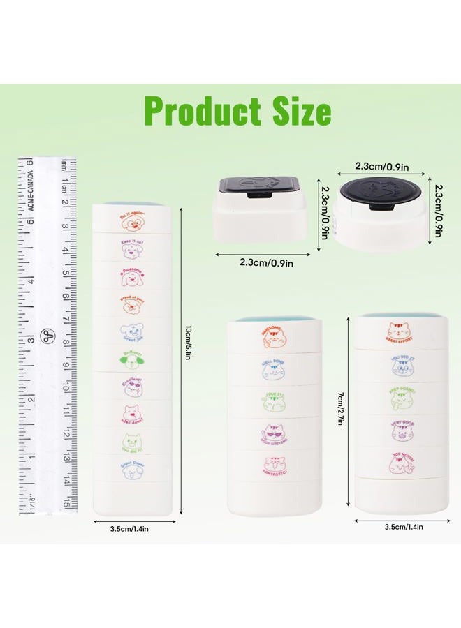 WEJOIN 5-in-1 Teacher Stamp Set - Cat Theme Stampers for School Classroom Grading & Homework, Cute Round Colorful Teachers' Stationery Assisted Tools Stamps On Motivational Encouraging - Image 2