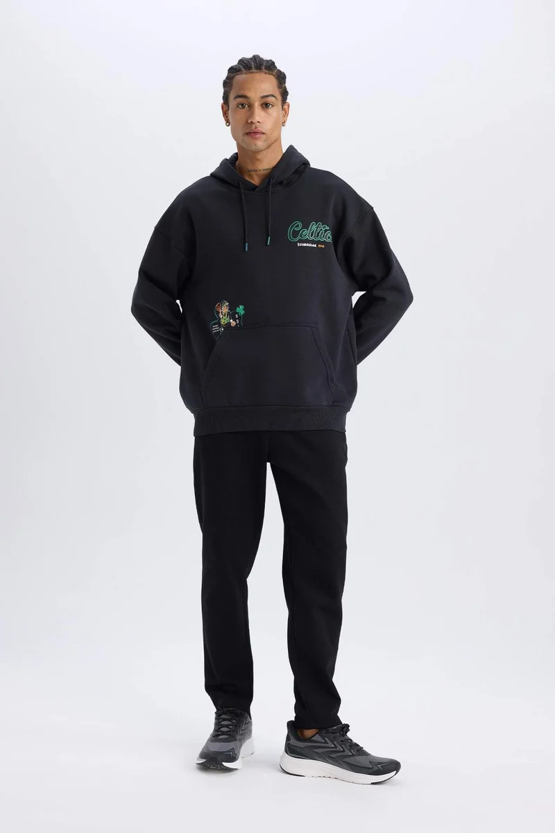 ديفاكتو DeFactoFit NBA Boston Celtics Oversize Fit Hooded Thick Sweatshirt