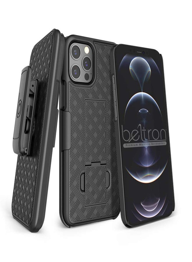 جراب BELTRON مع مشبك حزام لهاتف iPhone 12 و iPhone 12 Pro، غطاء حماية نحيف مع مشبك حزام دوار وحامل مدمج لهاتف iPhone 12 و iPhone 12 Pro 6.1 (2020) - Image 1