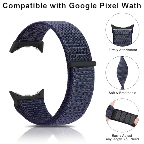 Meliya Nylon Sport Loop Band for Google Pixel Watch 3/2/1, Dark Grey, One Size - Image 5