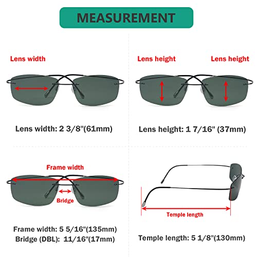 Eyekepper Rimless Titanium Frame Polarized Sunglasses G15 Lens - Image 3