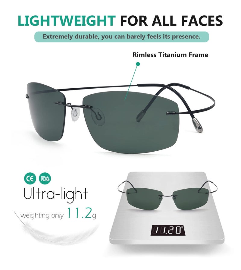 Eyekepper Rimless Titanium Frame Polarized Sunglasses G15 Lens - Image 5
