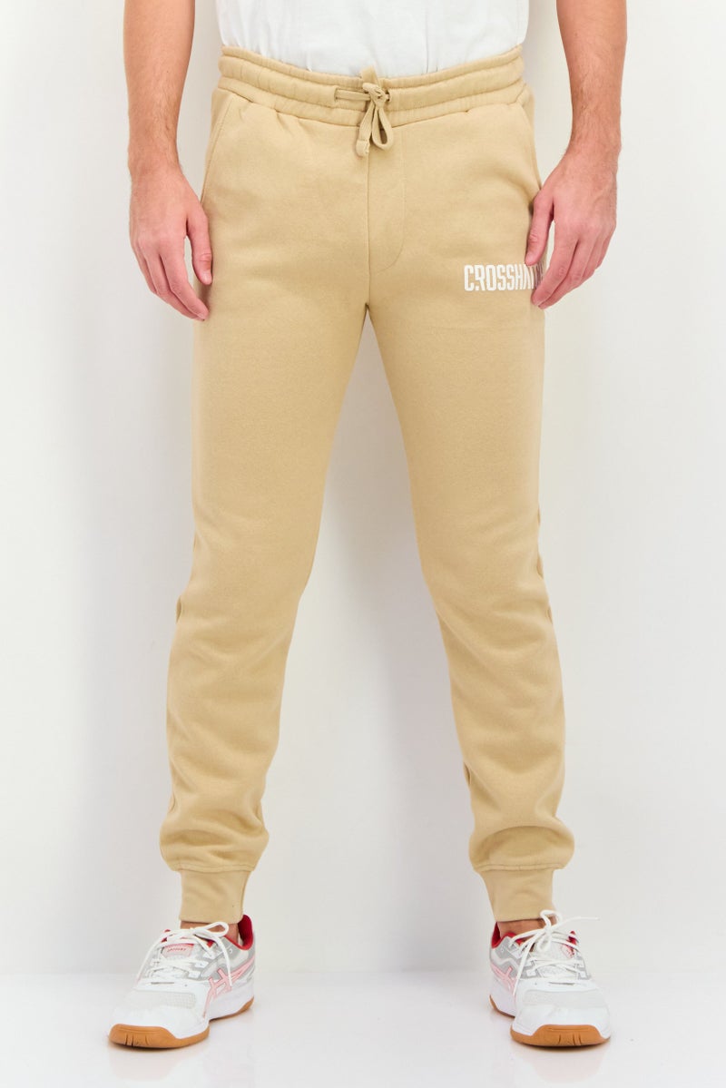 CROSSHATCH Men Regular Fit Brand Logo Jogger Pants, Khaki  - Image 1