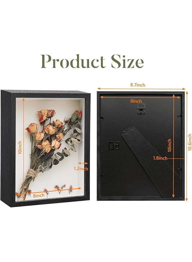 erorex Shadow Box Frame Display Cases 8X10 Inch Deep Shadowbox Dried Flower Picture Frame Wood Display Shadow Box Frame Black 1 Pack - Image 3