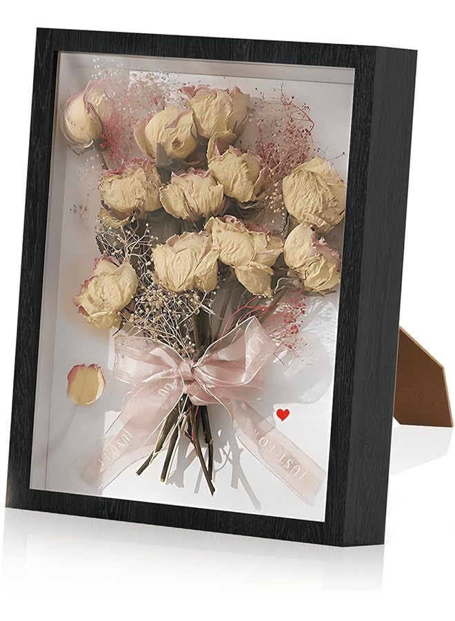 erorex Shadow Box Frame Display Cases 8X10 Inch Deep Shadowbox Dried Flower Picture Frame Wood Display Shadow Box Frame Black 1 Pack - Image 1
