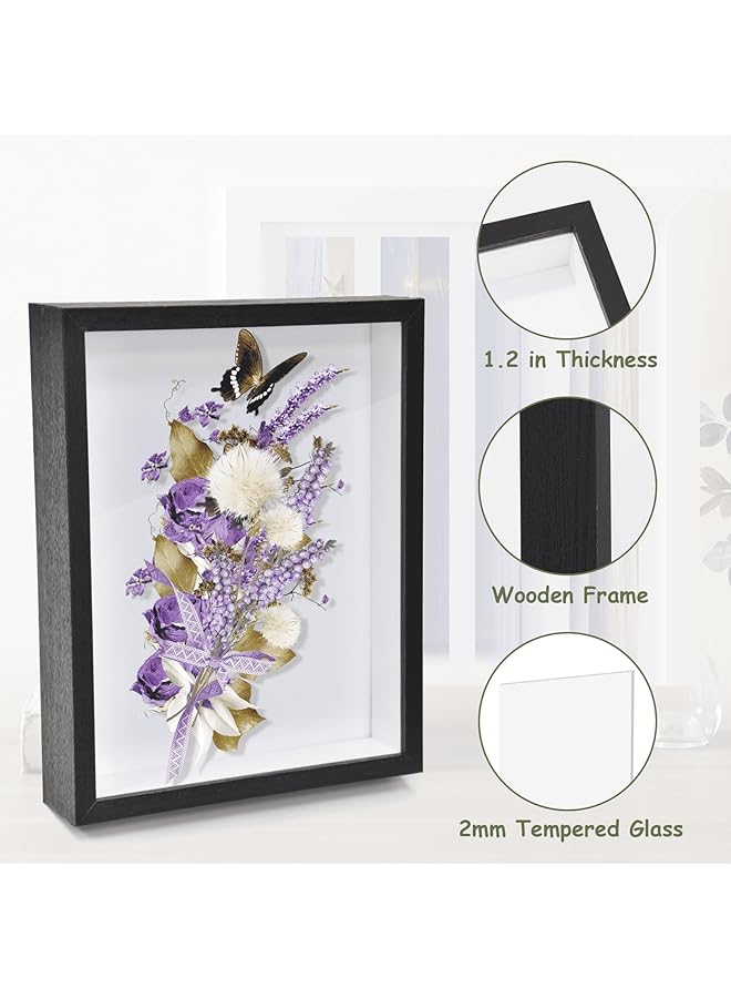 erorex Shadow Box Frame Display Cases 8X10 Inch Deep Shadowbox Dried Flower Picture Frame Wood Display Shadow Box Frame Black 1 Pack - Image 4