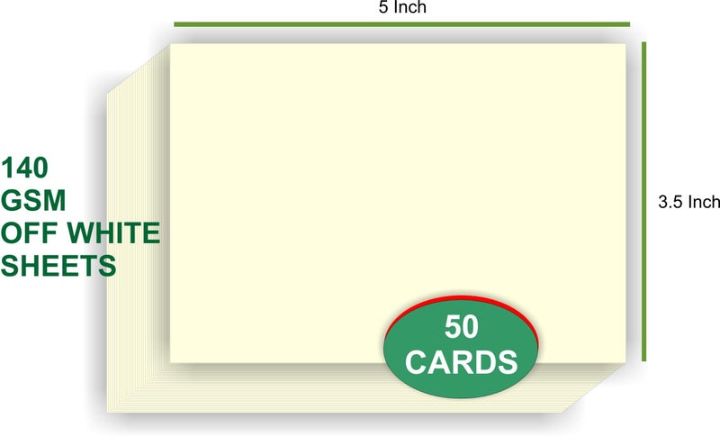 IMPRINT Off White/Creamy Card Stock, Index Cards 3.5" x 5", 140 GSM Thickness 50 in This Package - Image 3