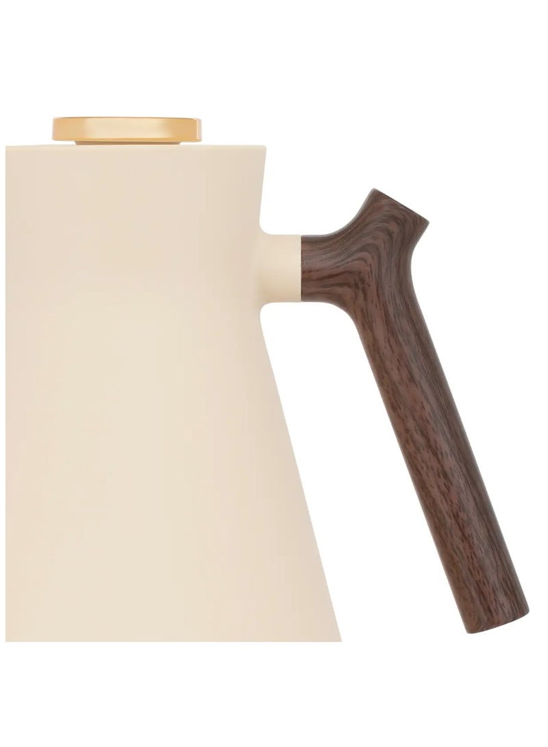 Alsaif Gallery Everest Amada Thermos 1 Liter Beige With Wooden Handle - Image 4