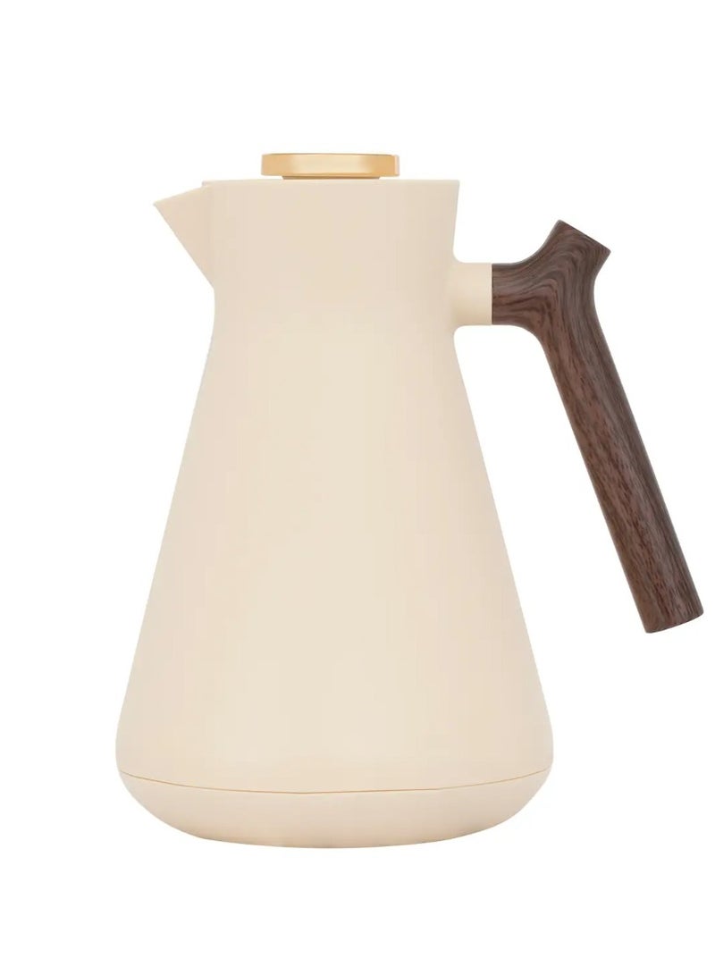 Alsaif Gallery Everest Amada Thermos 1 Liter Beige With Wooden Handle - Image 3