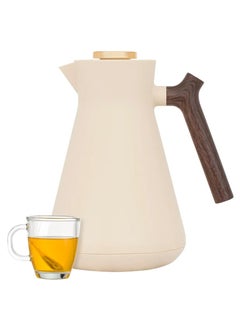 Alsaif Gallery Everest Amada Thermos 1 Liter Beige With Wooden Handle  - Image 1