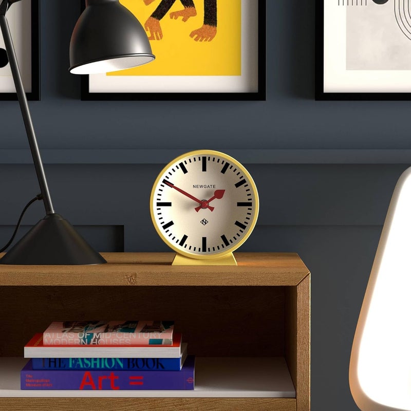 NEWGATE ® M Mantel Railway Desk Clock | Modern Round Station Clock Design | Yellow | Contemporary Style for Desk, Table, Shelf or Bedside - Image 3