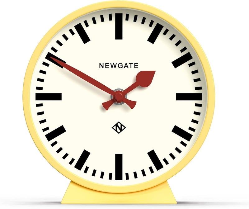 NEWGATE ® M Mantel Railway Desk Clock | Modern Round Station Clock Design | Yellow | Contemporary Style for Desk, Table, Shelf or Bedside - Image 1