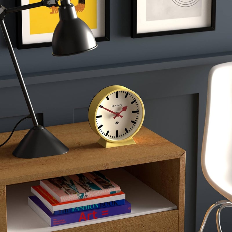 NEWGATE ® M Mantel Railway Desk Clock | Modern Round Station Clock Design | Yellow | Contemporary Style for Desk, Table, Shelf or Bedside - Image 5