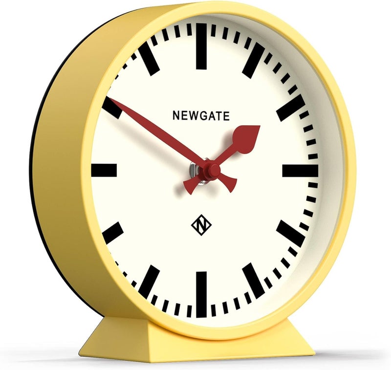 NEWGATE ® M Mantel Railway Desk Clock | Modern Round Station Clock Design | Yellow | Contemporary Style for Desk, Table, Shelf or Bedside - Image 2