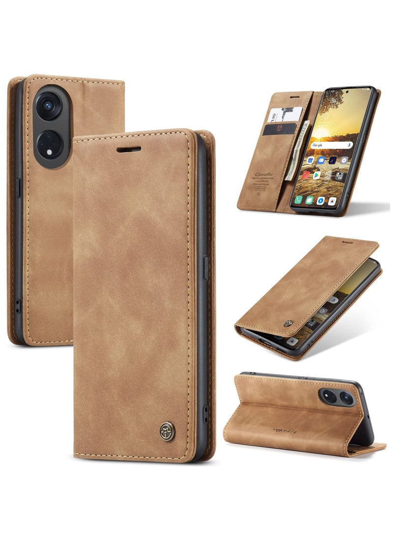 CaseMe Case Suitable for OPPO Reno 8T 5G PU Leather Case Hidden Bracket Magnetic Adsorption Flip Wallet Cover - Image 1