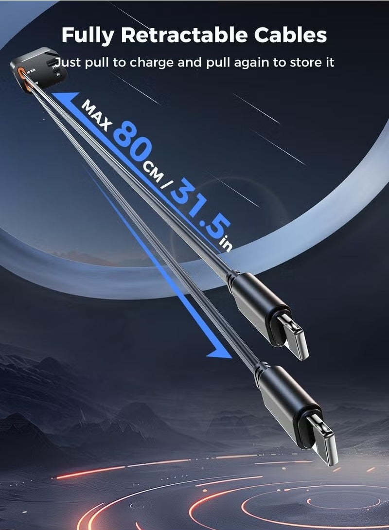 MIGOFAST Car Charger  Fast Charging 4 in 1 Adapter with Collapsible Lightning & Type C Cables Dual USB Ports & Voltage Display  Compatible with iPhone iPad Galaxy Powerfull Output - Image 3