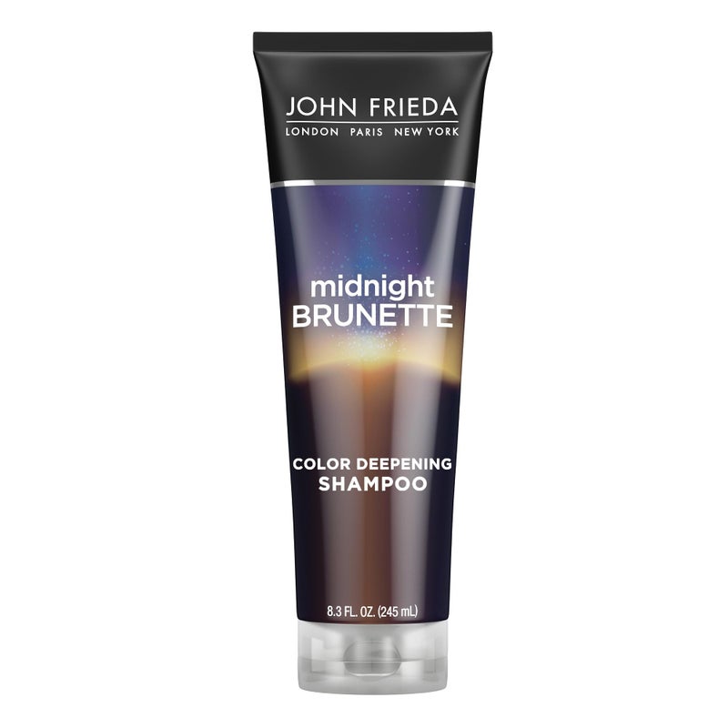 John Frieda Midnight Brunette Shampoo, Color Deepening Shampoo to Enhance and Refresh Brunette Tones, Cocoa and Primrose Oil-Infused Shampoo to Revive Brunette Color, 8.3 Oz - Image 1