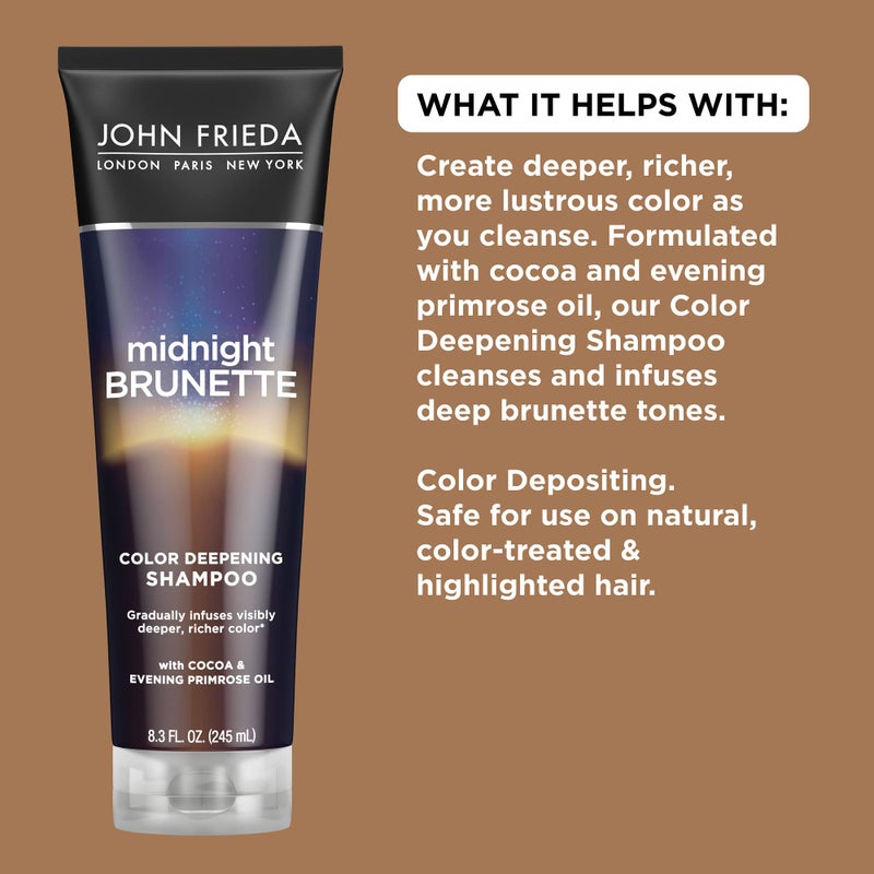 John Frieda Midnight Brunette Shampoo, Color Deepening Shampoo to Enhance and Refresh Brunette Tones, Cocoa and Primrose Oil-Infused Shampoo to Revive Brunette Color, 8.3 Oz - Image 3