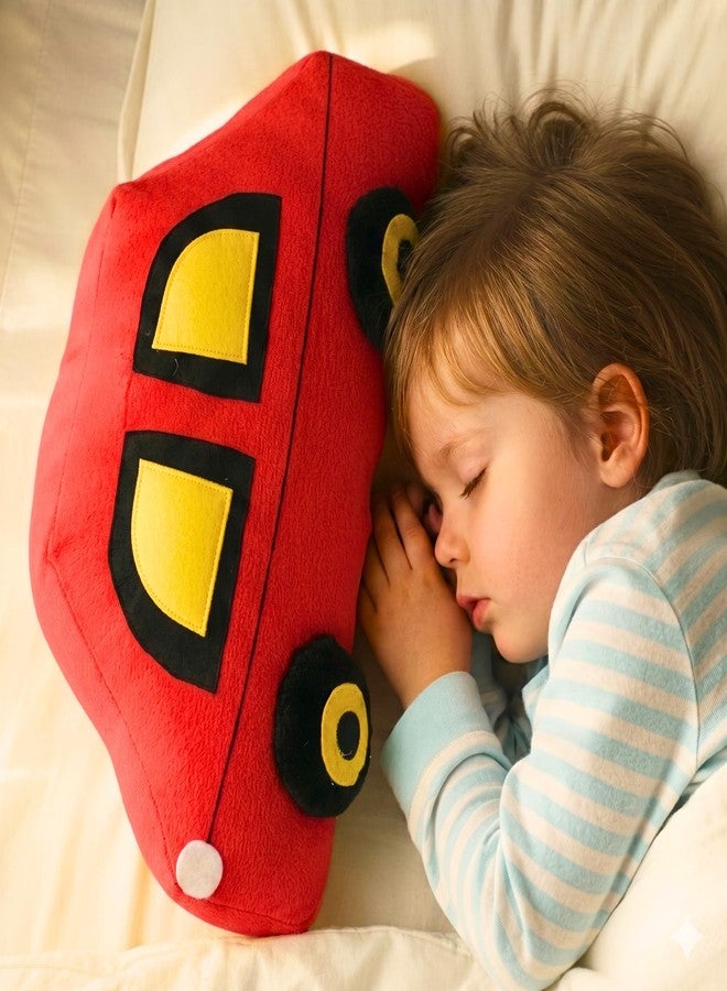 Tickles Car Shape Soft Stuffed Plush Pillow Cushion for Kids Boys & Girls Birthday Gift Home Decor (Size: 45 cm Color: Red & Yellow) - Image 4