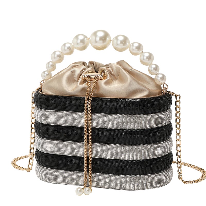 2023 New Women'S Evening Bag Shiny Rhinestone Vintage Vegetable Basket Bucket Bag Hand Messenger Bag Party - Image 1