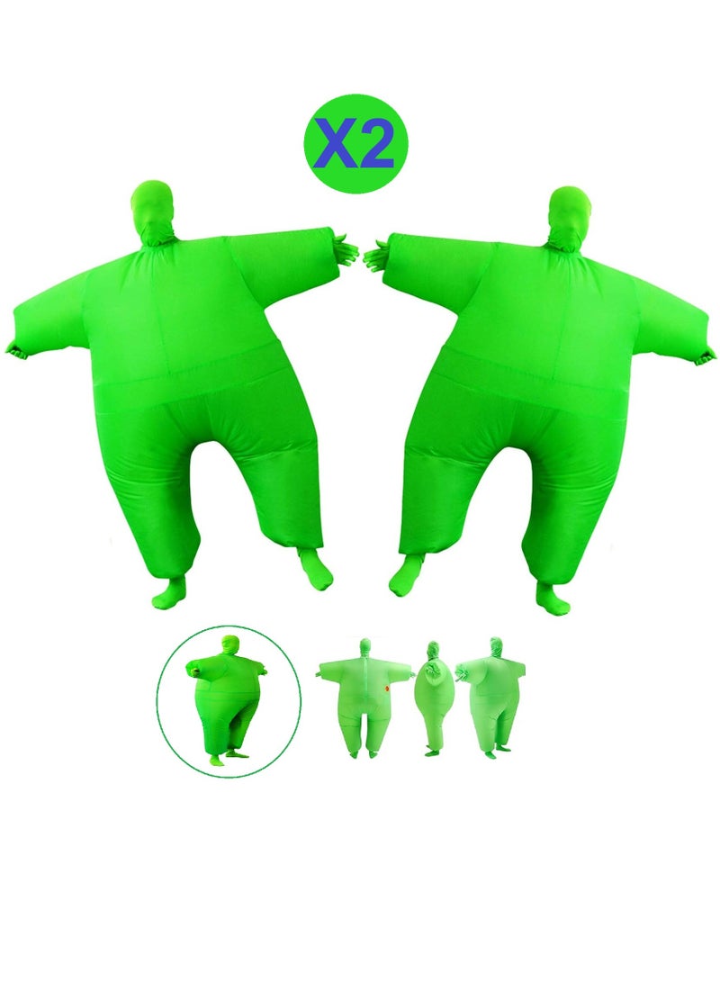 Green Full Body Suit Inflatable One Size Cosplay Costume Fancy Fun Dress for New Year Party Birthday Events National Day (2 Pieces) - Image 1