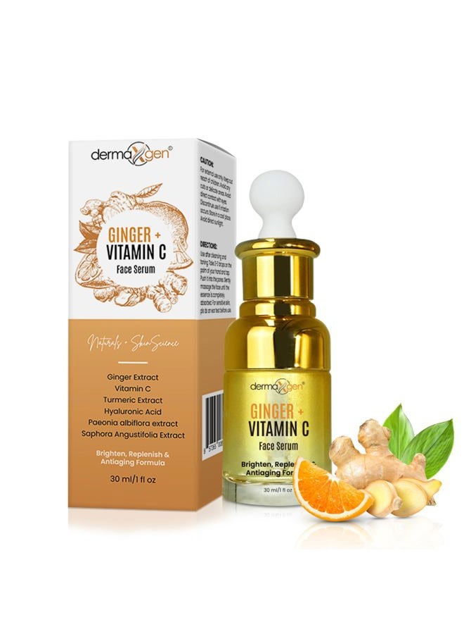 dermaxgen Ginger Face Serum + Vitamin C + Turmeric, Organic Acne Treatment, Clear skin Tone, Hydrate Dull & Dry Skin, Anti-Aging Facial Serum - 1 FL OZ - Image 1