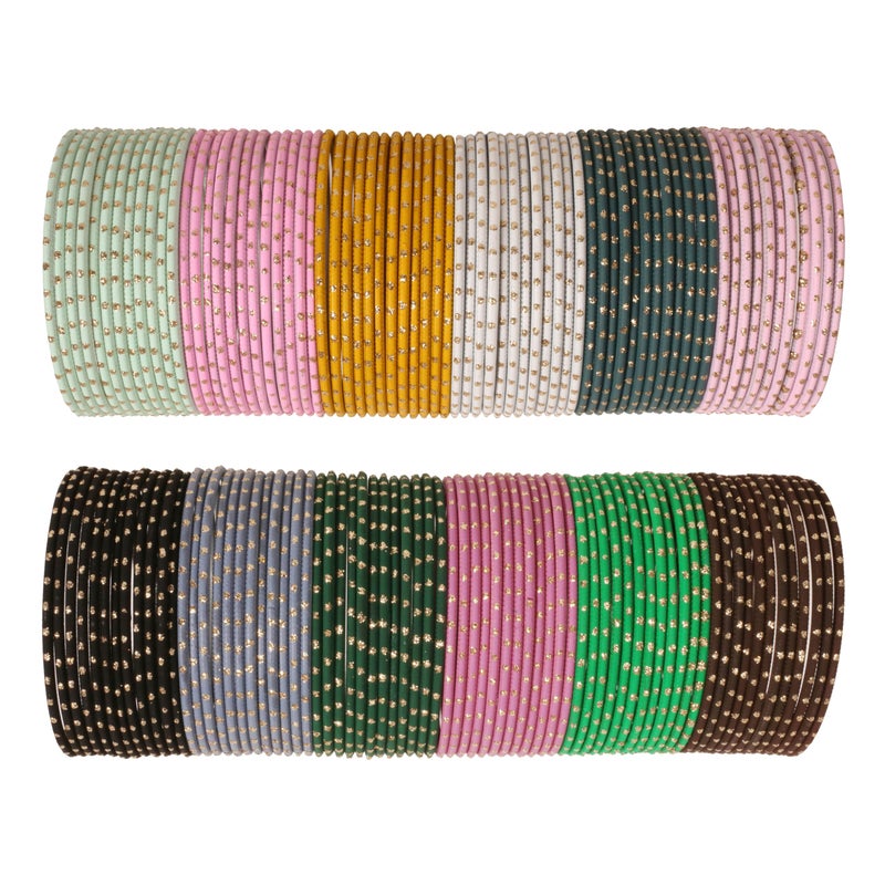 Touchstone "Colorful Bangle Collection Indian Bollywood Alloy Metal Rich 12 Gorgeous Textured Glittering Sparkling Colors Bracelets Bangle Set Of 144 For Women. - Image 1