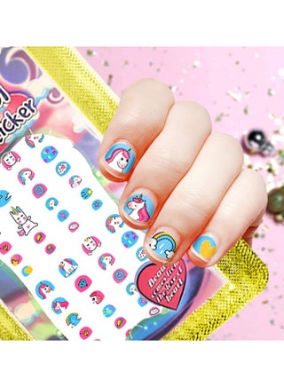Siosi Kids Unicorn Nail Art Stickers for Baby Girls Cute Rainbow Hearts Stars Princess Self Adhesive Toe Tips Birthday Party Favors 10pcs - view 2