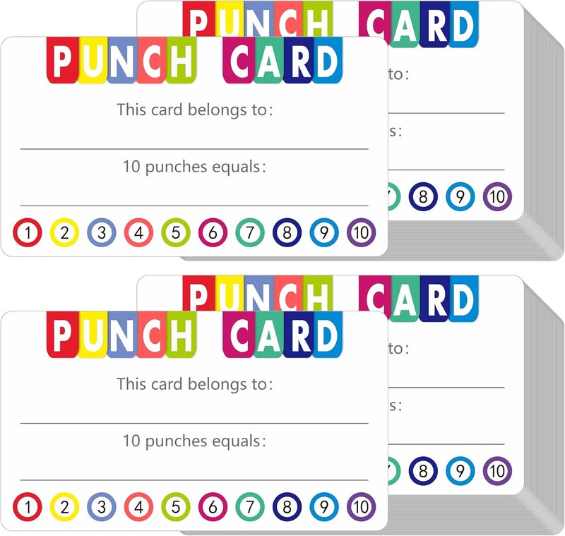 KASTWAVE 350 Pcs Punch Cards, Incentive Reward Card Student Awards Loyalty Cards for Business, Classroom, Kids Behavior, Students, Teachers (3.5” x 2”) - Image 1