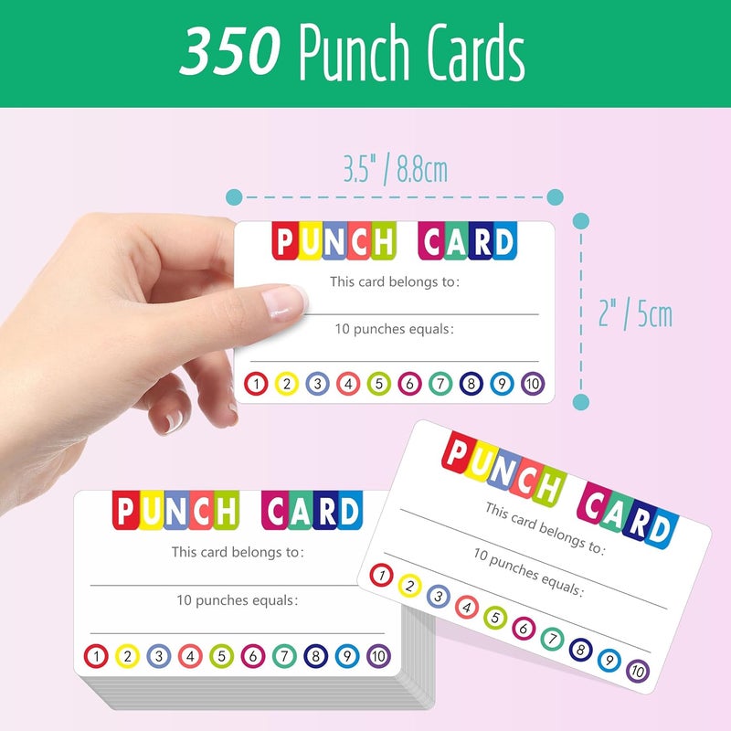 KASTWAVE 350 Pcs Punch Cards, Incentive Reward Card Student Awards Loyalty Cards for Business, Classroom, Kids Behavior, Students, Teachers (3.5” x 2”) - Image 5