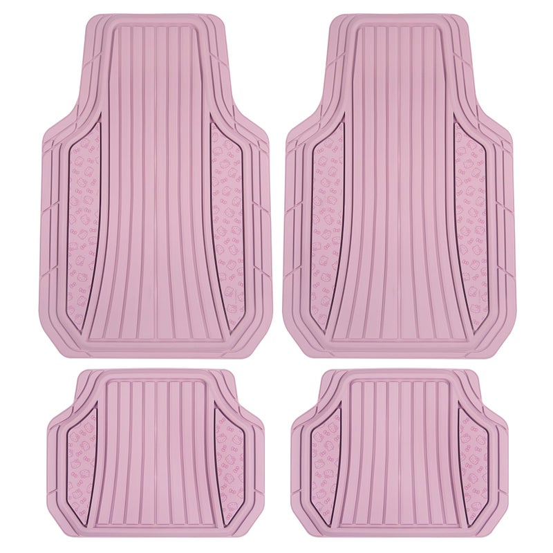 Carbella Hello Kitty Car Mats 4pc Floor Mats for Cars Trucks SUVs Pink Car Floor Mats for Women Men Accessories Rubber Heavy Duty Cute Non-Slip Always Front Rear Hello Kitty Cars Accessories Pink - Image 1