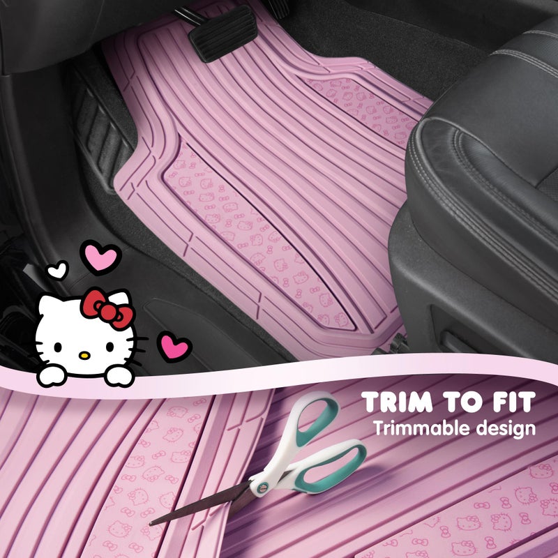 Carbella Hello Kitty Car Mats 4pc Floor Mats for Cars Trucks SUVs Pink Car Floor Mats for Women Men Accessories Rubber Heavy Duty Cute Non-Slip Always Front Rear Hello Kitty Cars Accessories Pink - Image 4