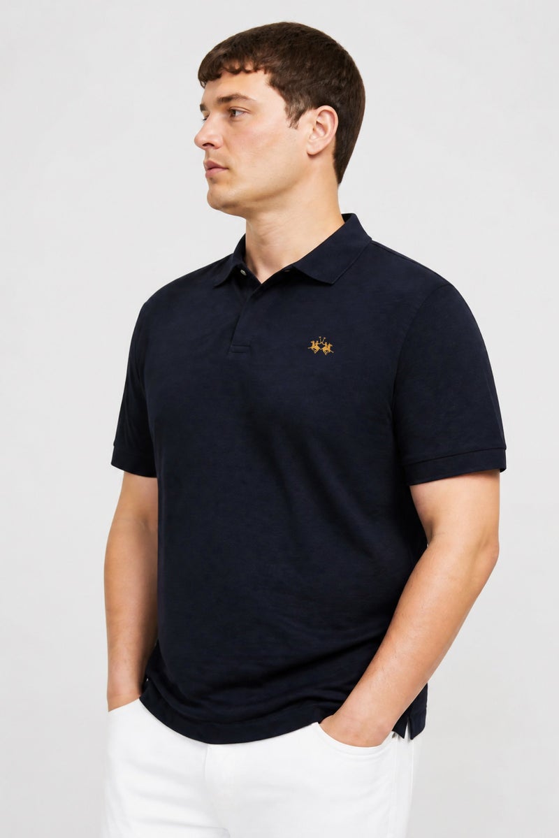 La Martina Men Regular Fit Embroidered Logo Short Sleeve Polo Shirt, Navy Blue - Image 4