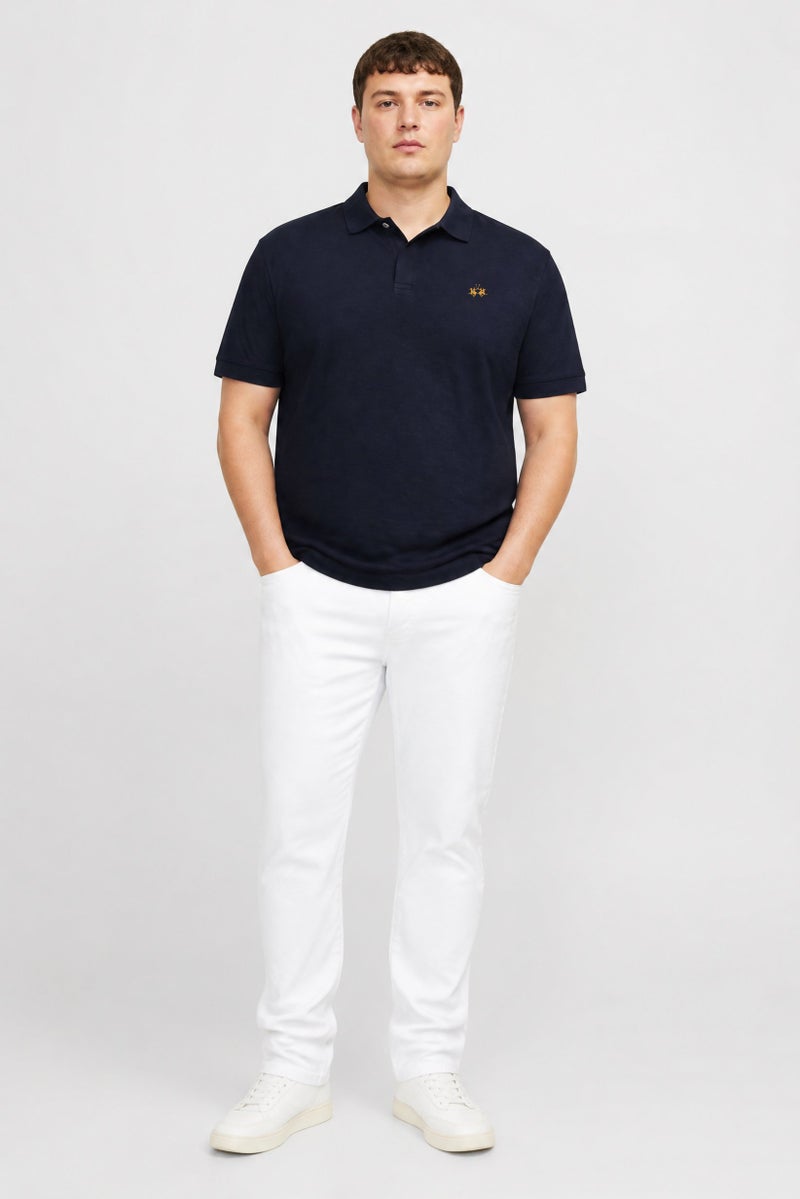 La Martina Men Regular Fit Embroidered Logo Short Sleeve Polo Shirt, Navy Blue - Image 2