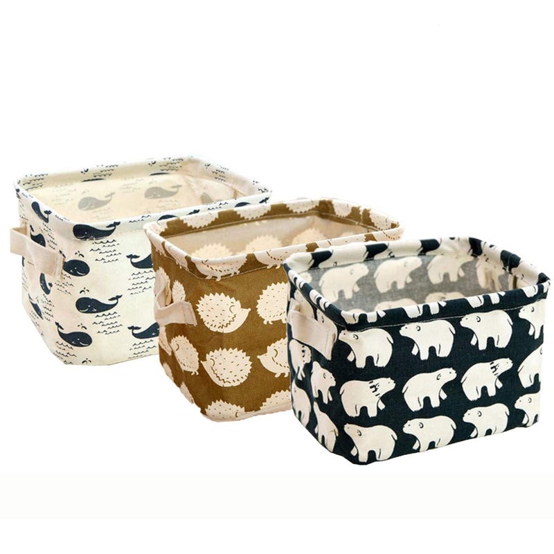 Orino Waterproof Animal Style Storage Baskets Small Collapsible Portable Storage Bins Organizers Home Decor for bedrooms Nurseries Study Room Rest Room Kitchen Office Set of 3