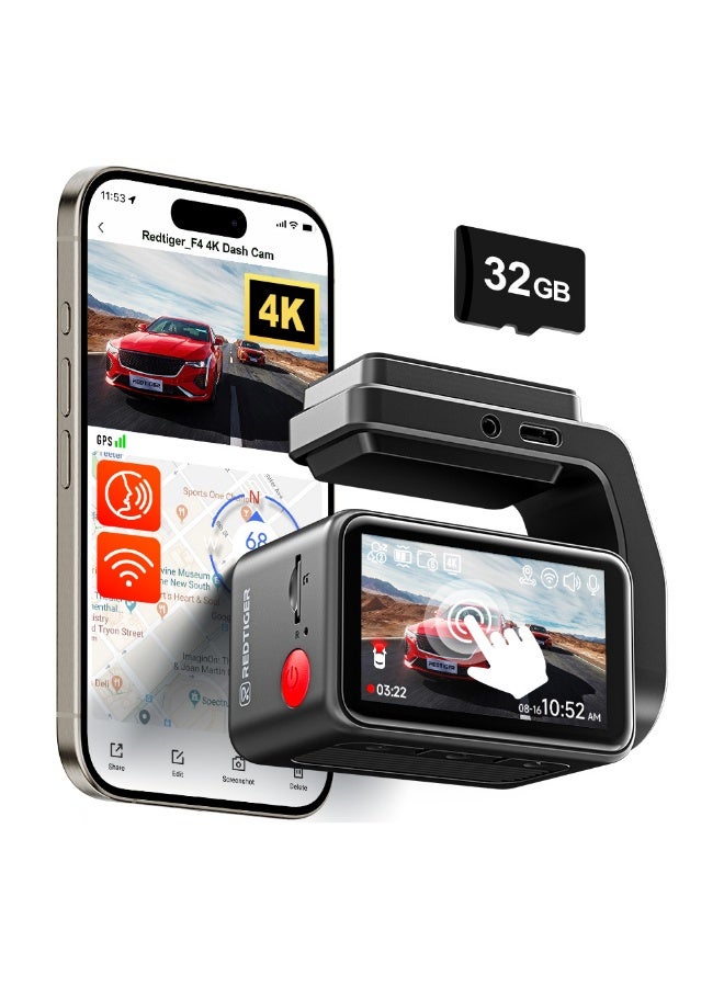 REDTIGER A4 Dash Cam – 4K Front + 1080P Rear with Voice Control and 5.8GHz Wi-Fi - Image 5
