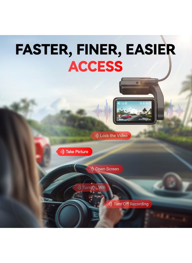 REDTIGER A4 Dash Cam – 4K Front + 1080P Rear with Voice Control and 5.8GHz Wi-Fi - Image 4