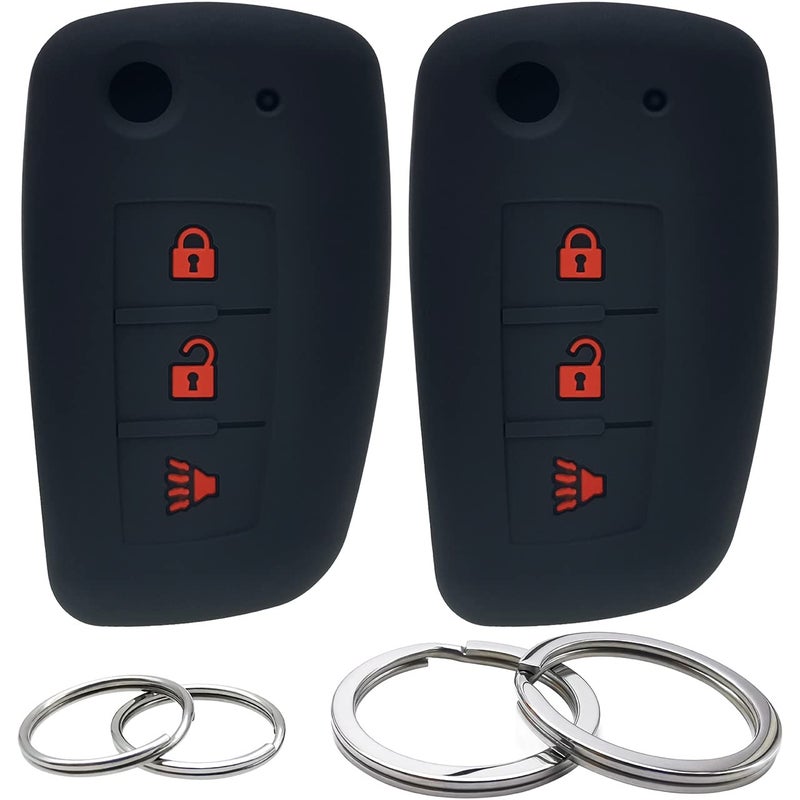 GFDesign 2 Pcs Silicone 3 Buttons Key Fob Cover Remote Case Keyless Protector Compatible with Nissan Rogue / Rogue Select / Rogue Sport CWTWB1G767 - Image 1