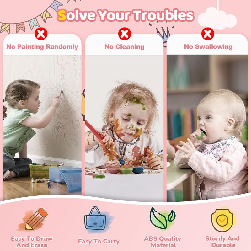 Kikidex Magnetic Drawing Board, Toddler Girl Toys for 1-2 Year Old, Doodle Board Pad Learning and Educational Toys for 1 2 3 Year Old Baby Kids Birthday Gift(Soft Pink) - Image 3