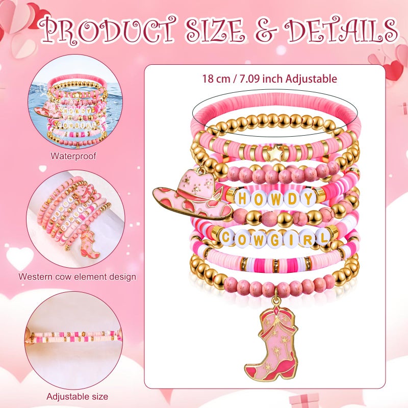 lakayfimily Cute Western Cowgirl Bracelets for Women girls Beaded Stackable Stretch Bracelets Cowgirl Hat Boot Charms Bohemian Jewelry Gifts - Image 2